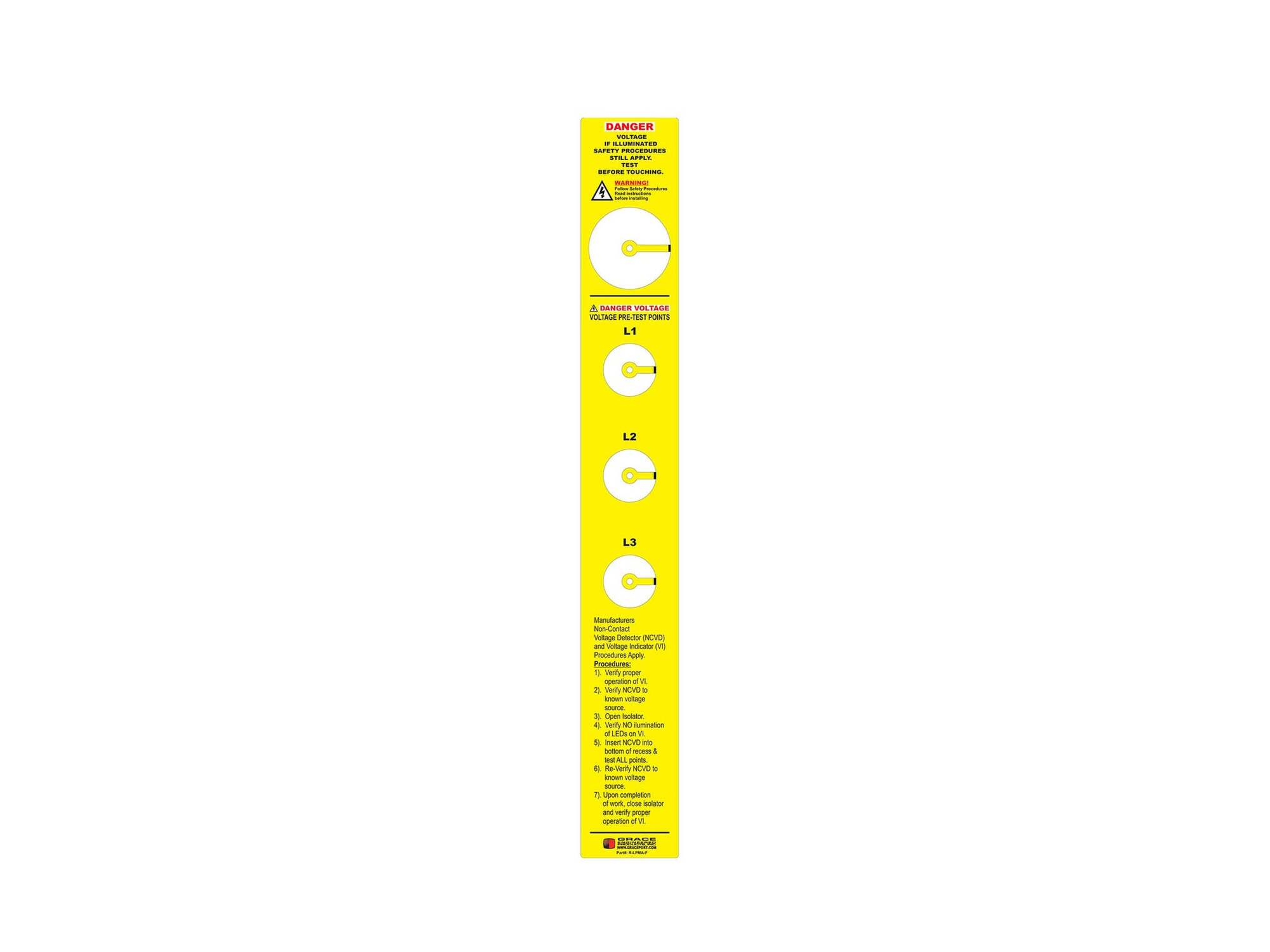Voltage Indicator and Voltage Portal Vertical/Flange Warning Label