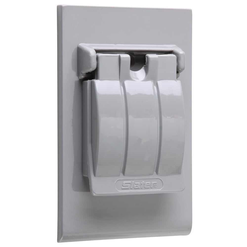 Weatherproof Cover Single Receptacle, Vertical Single CoverThree PositionFlip-Lid, Gray