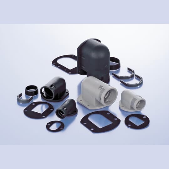 PMAFIX 90 Degree Black Flange with Seal and Universal Safety Clip, Material - Polyamide 6, Conduit Size NW  - 17
