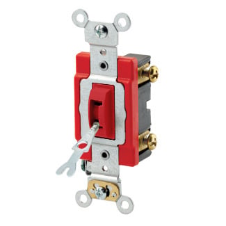 20-Amp, 120/277-Volt, Toggle Locking Single-Pole AC Quiet Switch, Extra Heavy Duty Spec Grade, Red