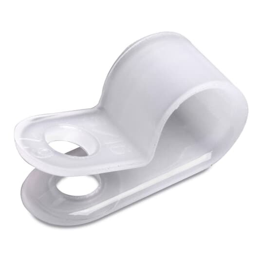 Plain Edge Cable Clamp, Natural Nylon 6.6 for Temperatures up to 85 Degrees Celsius (185 F), Width of 9.53mm (0.375 Inches), Thickness of 1.27mm (0.50 Inches), Hole Diameter of 5.2mm (0.203 Inches), #10 Screw Mounting with Closed Diameter of 12.7mm (0.50 Inches), Bulk Pack