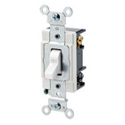 20-Amp, 120/277-Volt, Toggle 3-Way AC Quiet Switch, Heavy Duty Grade, Grounding, White
