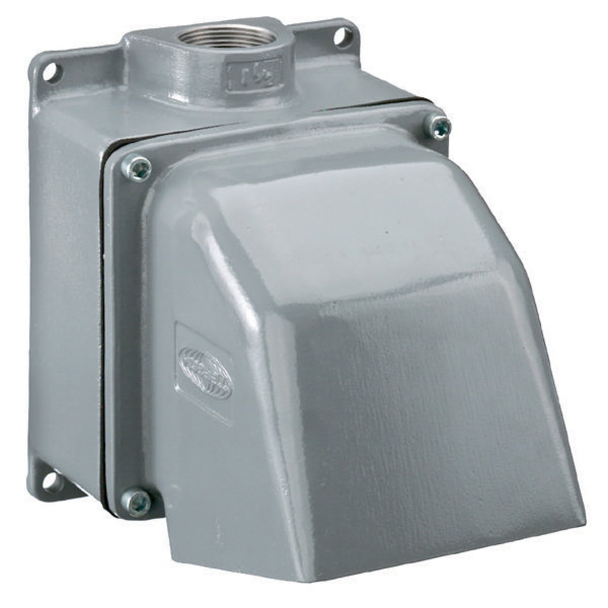 Heavy Duty IEC Pin and Sleeve Industrial Grade, Accessory, Back Box, for 60A and 100A 1" NPT Hub, Four Way Angled, Mounting Screws Included