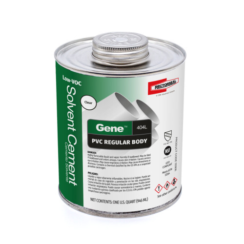 Gene 404L Low-VOC Medium Body PVC Solvent Cement, Clear, 1 Quart