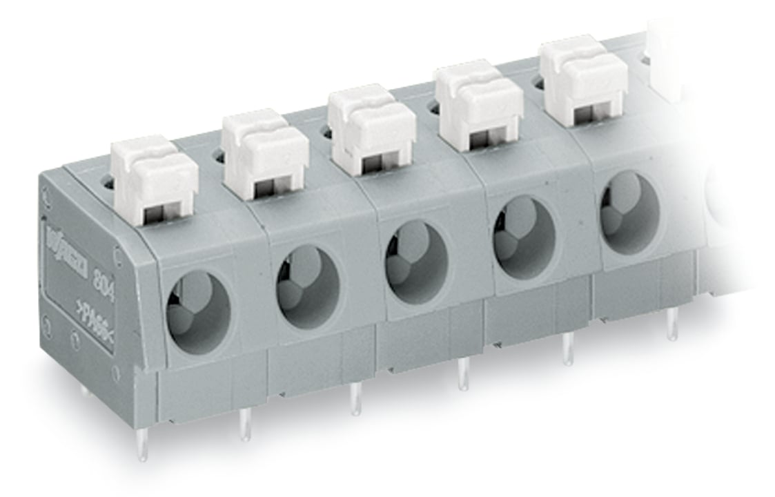 PCB terminal block; push-button; 2.5 mm; Pin spacing 7.5 mm; 5-pole; Push-in CAGE CLAMP; 2,50 mm; gray