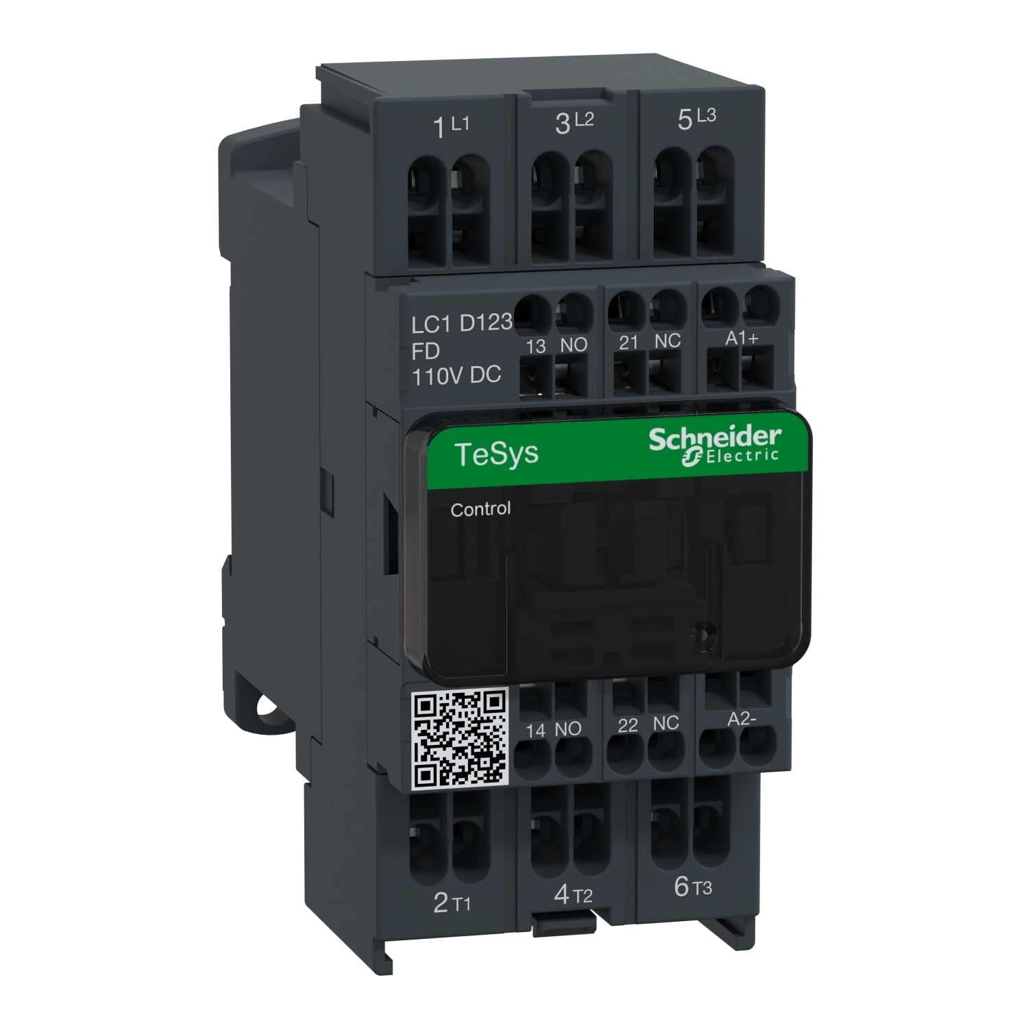 IEC contactor, TeSys Deca, nonreversing, 12A, 7.5HP at 480VAC, 3 phase, 3 pole, 3 NO, 110VDC coil, open style