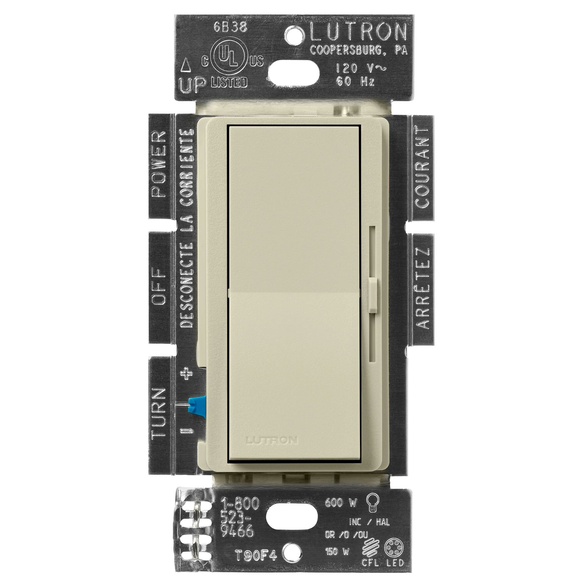 Diva LED+ Dimmer - Satin Finish, LED, Incandescent/Halogen, 3-way/single-pole, 150W LED or 600W inc/hal, clay