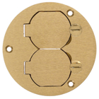 Hubbell Wiring Device Kellems, Floor and Wall Boxes, Flush ConcreteFloor Box Series, Cover, Round, Duplex Flap, Brass