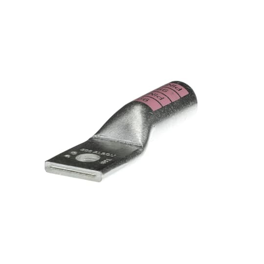 Aluminum One-Hole Lug, Long Barrel, Blind End, Max 35kV, 500 kcmil Wire, 5/8 Inch Bolt Size, Tin Plated, Pink 99H