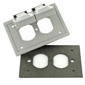 1 Gang Duplex device Weather-Resistant Cover, Thermoplastic, for FS type box, two independent lids, Horizontal, Gray