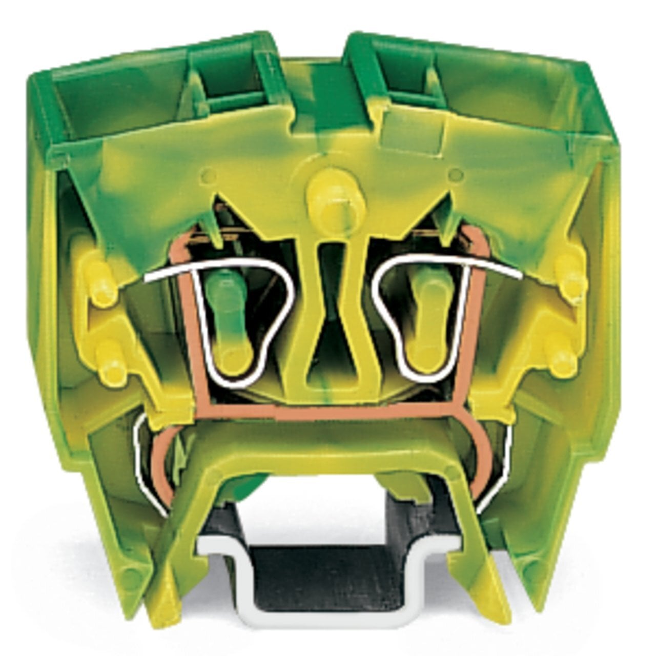 4-conductor Mini rail-mount terminal block; 2.5 mm; center marking; for DIN-15 rail; CAGE CLAMP; 2,50 mm; green-yellow