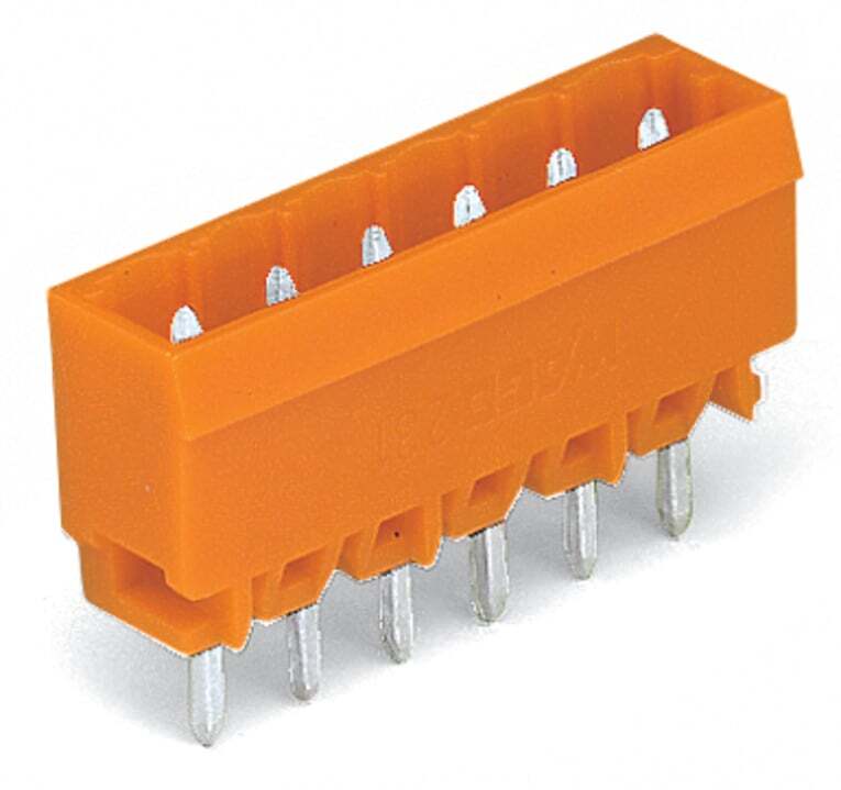 THT male header; 1.0 x 1.0 mm solder pin; straight; Pin spacing 5.08 mm; 15-pole; orange