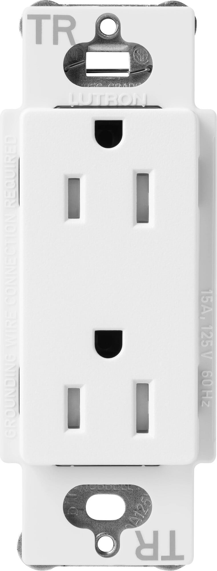 Lutron Claro Tamper-Resistant Duplex Receptacle, 15 Amp, Snow