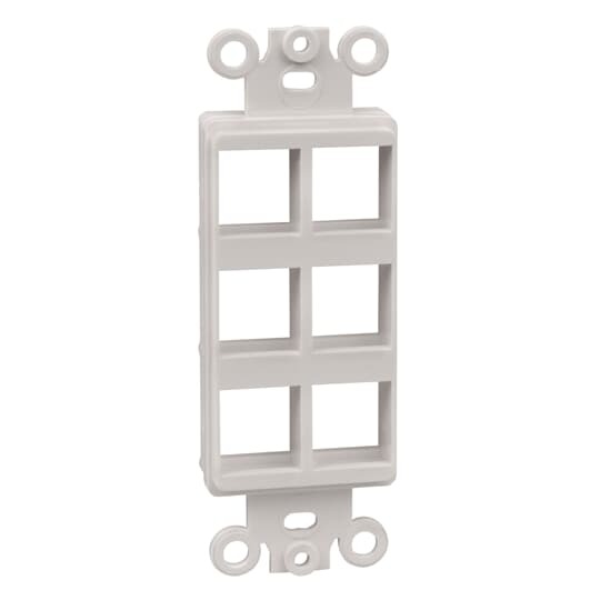 Rectangular Keystone Adapter, 6-Port, White, for GFCI Device Plate