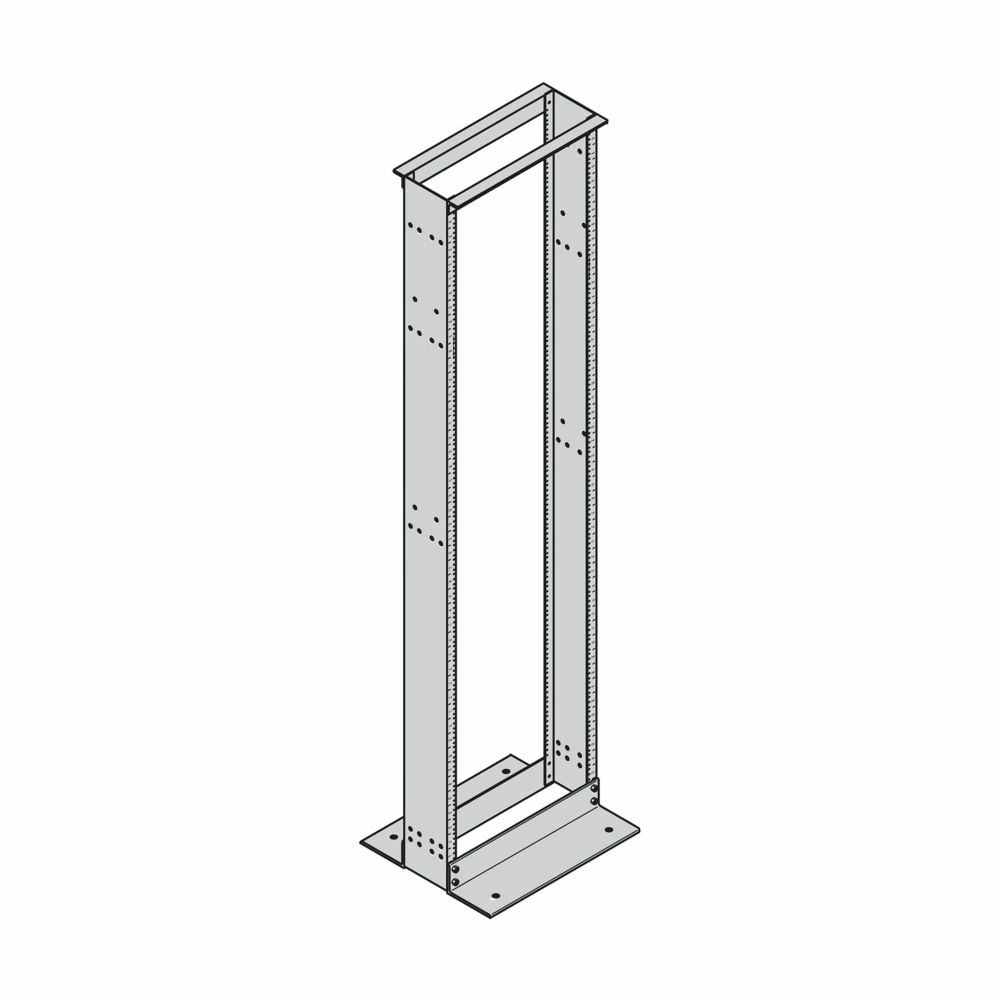 Eaton B-Line series open frame racks, Self squaring with tapped assembly holes, Double sided, Aluminum, Black powder coat, Self-supporting aluminum relay rack, 11 gauge, ASTM A570