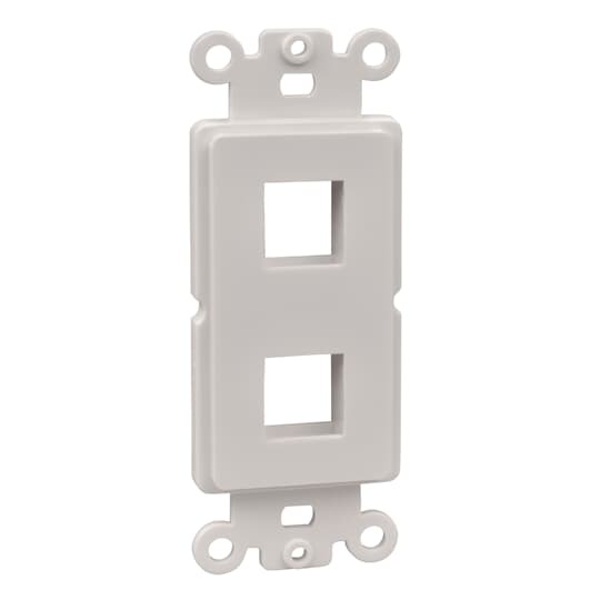 Rectangular Keystone Adapter, 2-Port, White, for GFCI Device Plate
