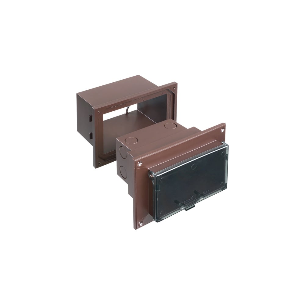 Low profile Inbox with adapter sleeve for new brick. Horizontal with weatherproof while in use brown cover and brown box.