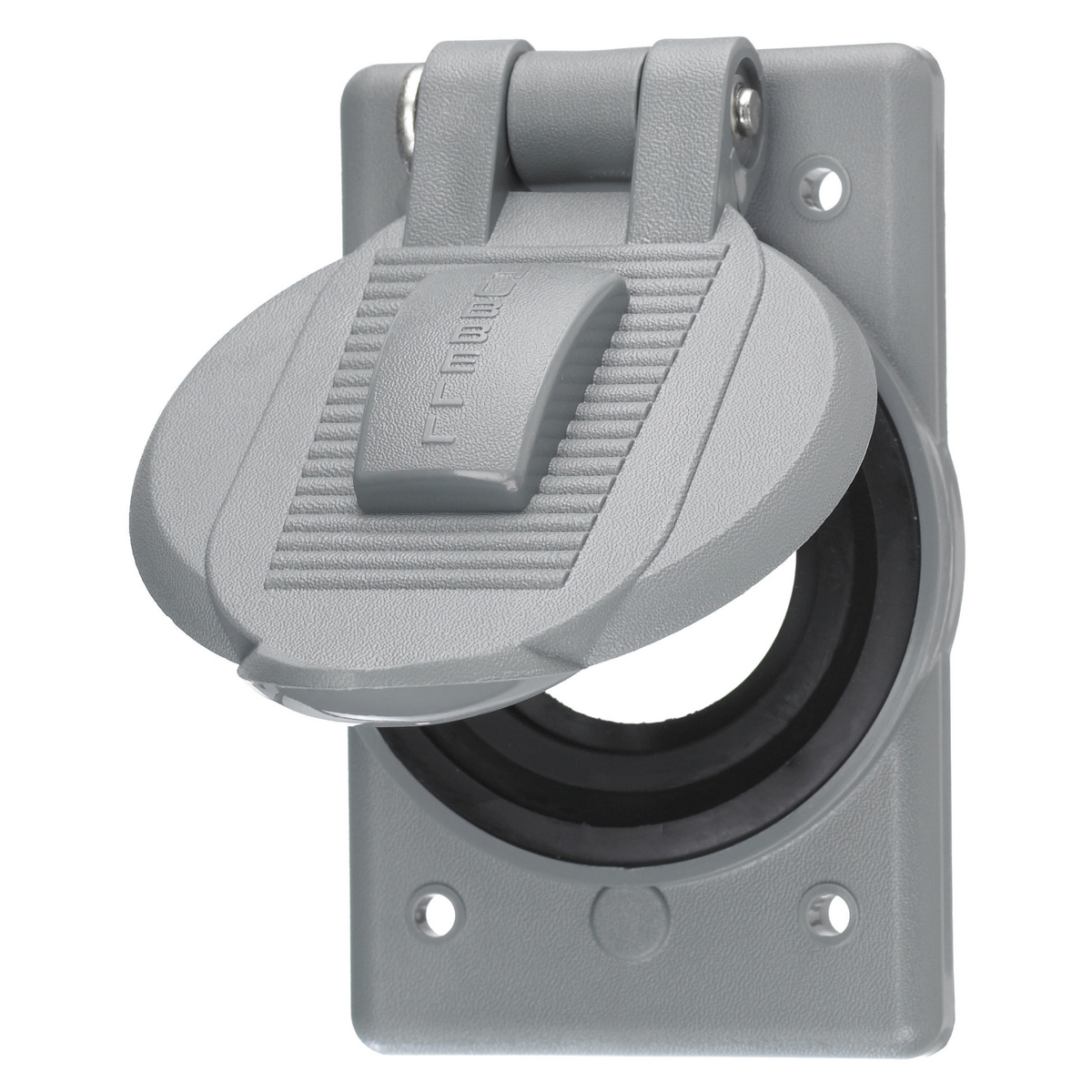 Wallplates and Boxes, Weatherproof Covers, 1-Gang, 1) 1.60" Opening, Standard Size, Gray Polycarbonate