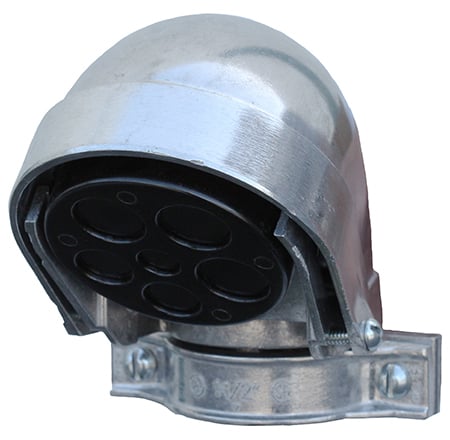 Entrance Cap, 1-1/4 in. Size, Die Cast Copper Free Aluminum material, Clamp On mounting
