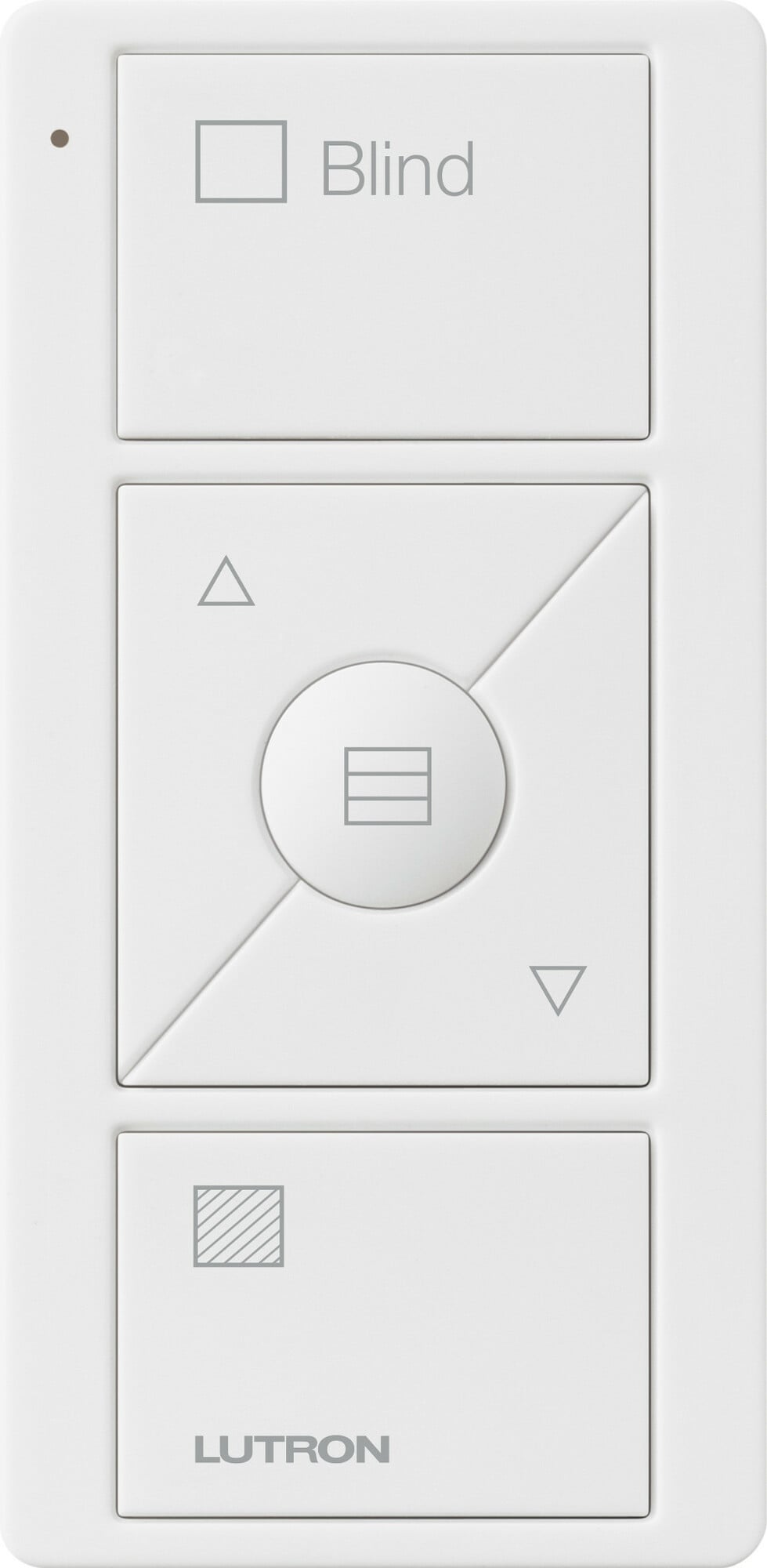 Lutron 3-Button with Raise/Lower and Preset, Pico Smart Remote, with Shade Icons and Text ("Blind") for Horizontal Sheer Blinds - White