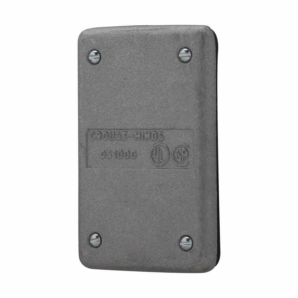 Eaton Crouse-Hinds series DS blank cover, Cast aluminum, Surface or flush mount, Single-gang, Gasket, For enclosing splices and taps