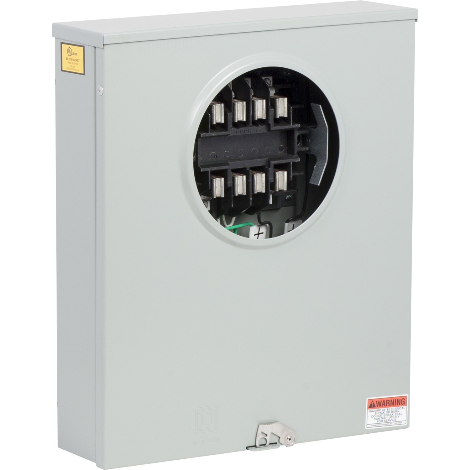 1007361C Meter Socket, Ringless, 1 Phase, 3 Wire, 8 Jaw without release, No Bypass