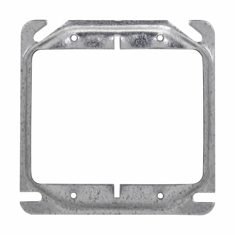 Eaton Crouse-Hinds series Square Mud Ring, 4", Steel, 3/4" raised, 9.0 cubic inch capacity