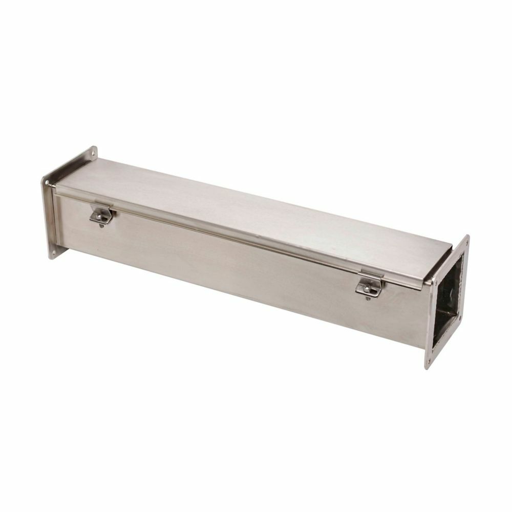 Eaton B-Line series wireway, 6" height, 48" length, 6" width, 4XSFW wireway, Wireway hanger, Hinged cover, NEMA 4X, 304 stainless steel, Seamless poured in-place, Hinged, #4 brushed finish, 16 gauge