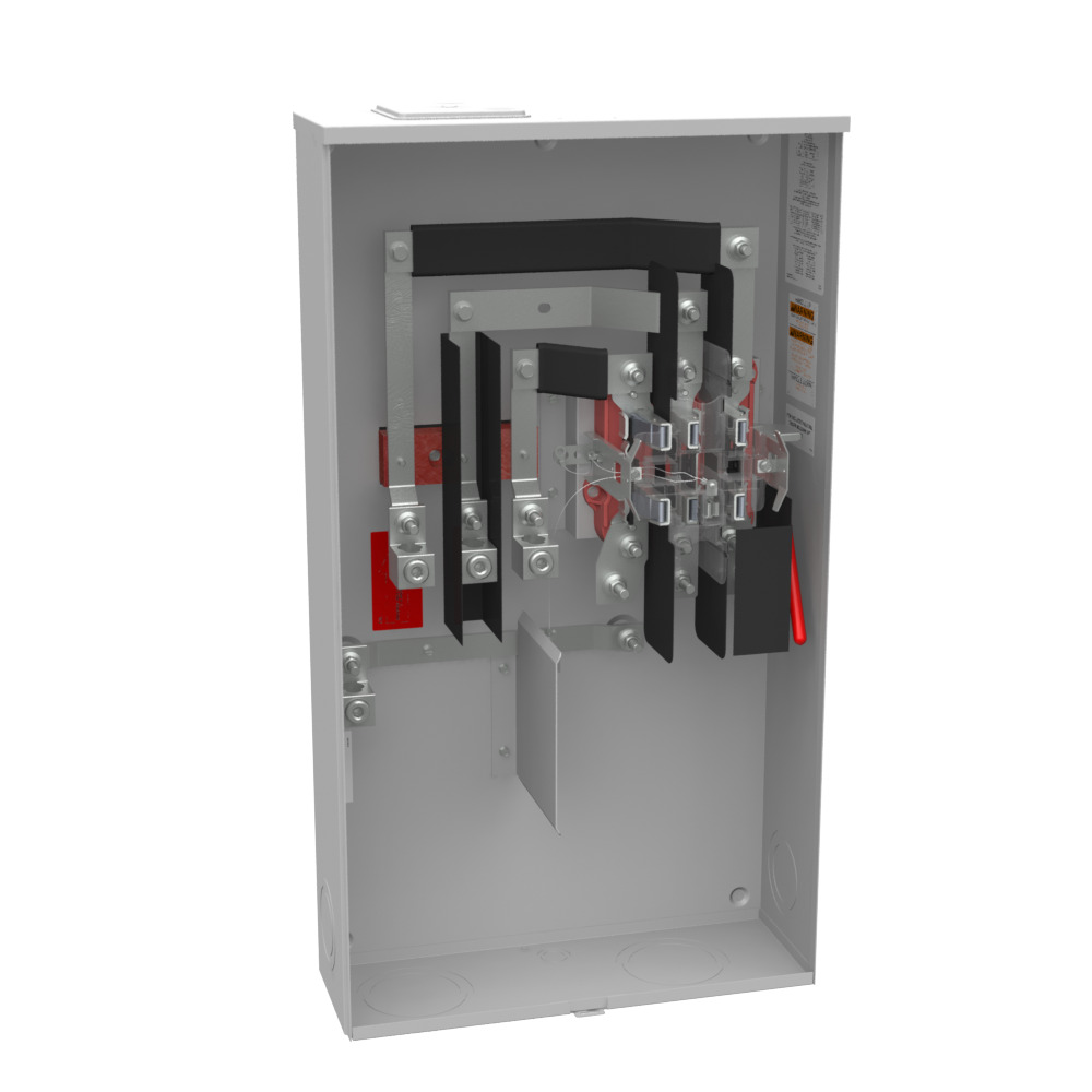 U2594-X-K7-ALT Single Position Meter Socket, 320 Amp, 3 Phase, Ringless, Lever, 7 Term, OH and UG with Side Wireway, 600V, Alliant Energy