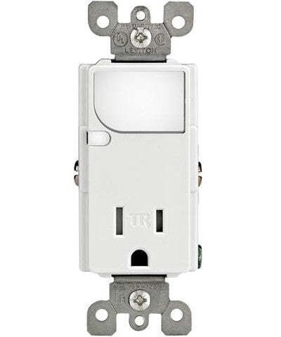 15-Amp 125V AC Combination Decora Tamper Resistant Receptacle with LED Guide Light, White