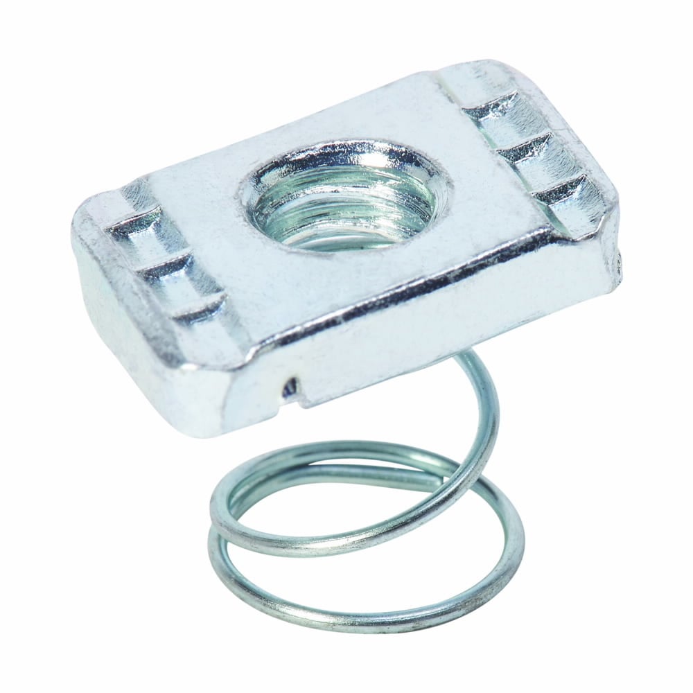 Eaton B-Line series spring nut, 0.4250" H x 0.7210" L x 0.67" W, Steel, Electro-plated, 8"-32 bolt size