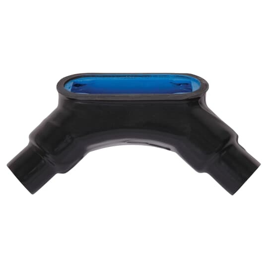 PVC Coated Conduit Body, Type LU, Form 7, Size 3/4 Inch/21 Metric, Iron, Dark Gray