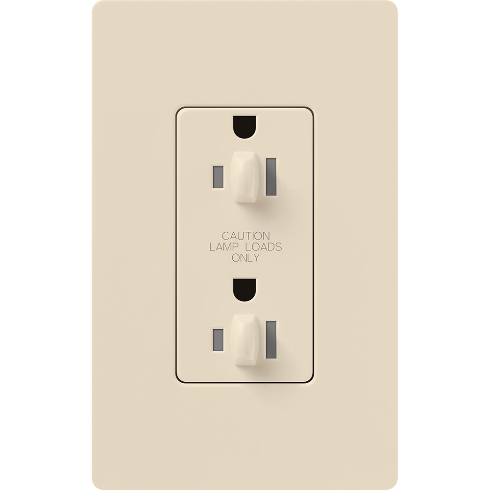 Architectural, dual dimming, tamper resistant receptacle (Gloss), 15A/125V in light almond