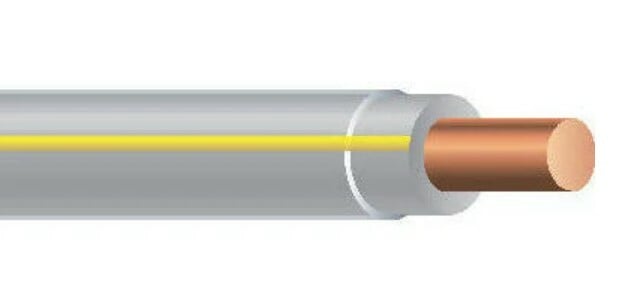 THHN Wire, 12 AWG, Gray/Yellow, Solid, Copper Conductor, 500 Foot Reel