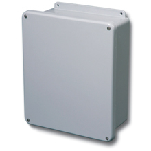 Eaton B-Line series JIC panel enclosure, 17.53" height, 6.23" length, 15.46" width, NEMA 4X, Screw cover, 4XFLC enclosure, Wall mount, Medium single door, External mounting feet, Fiberglass, Seamless poured in-place gasket
