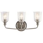 This 3 light bath light from the Waverly collection feels like a classic antique find. Versatile enough to work with traditional, transitional or even moderndacor, the clear seeded glass, coupled with the Classic Pewter finish, enhance the vintage feel.