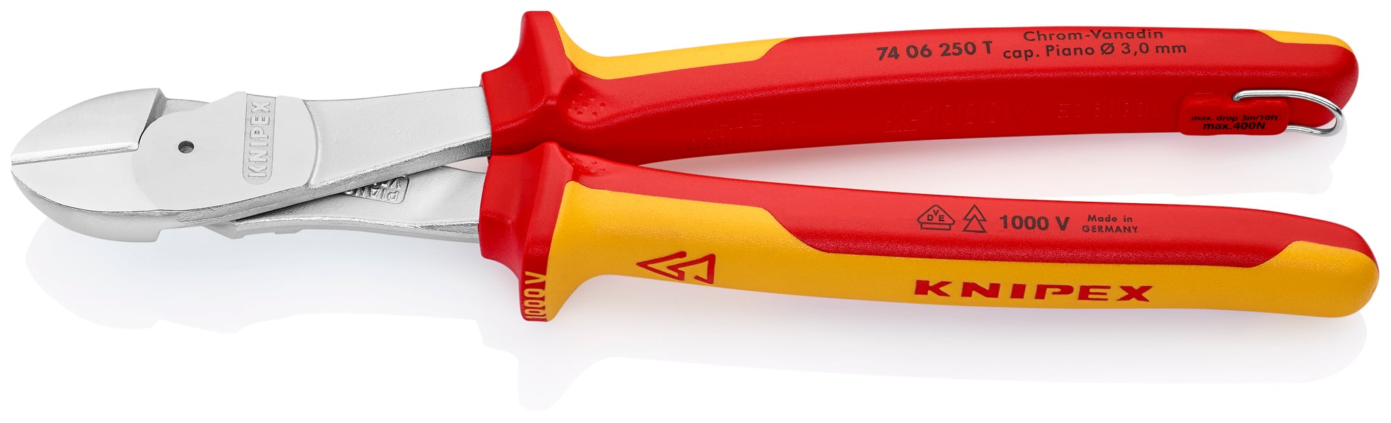 High Leverage Diagonal Cutters-1000V Insulated-Tethered Attachment, 10 in.