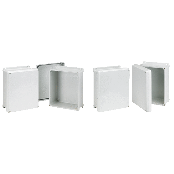 Flat Cover Hinged with Screws Type 4X, 17.81x15.81x8.86, Light Gray, Fiberglass
