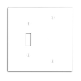 2-Gang 1-Toggle 1-Blank Device Combination Wallplate, Midway Size, Thermoset, Box Mount, Ivory