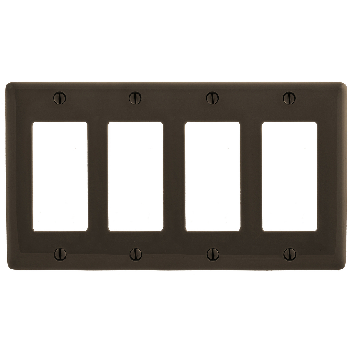 Wallplates and Box Covers, Wallplate, Nylon, 4-Gang, 4) Decorator, Brown