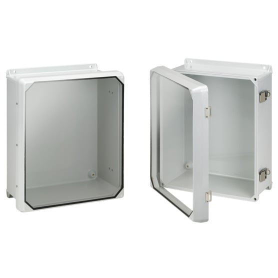 Flat Clear Cover with Latches Type 4X, 9.71x7.21x4.30, Lt Gray, Fiberglass