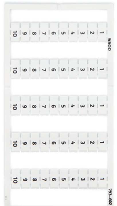 WMB marking card; as card; MARKED; 1 ... 10 (10x); not stretchable; Vertical marking; snap-on type; white