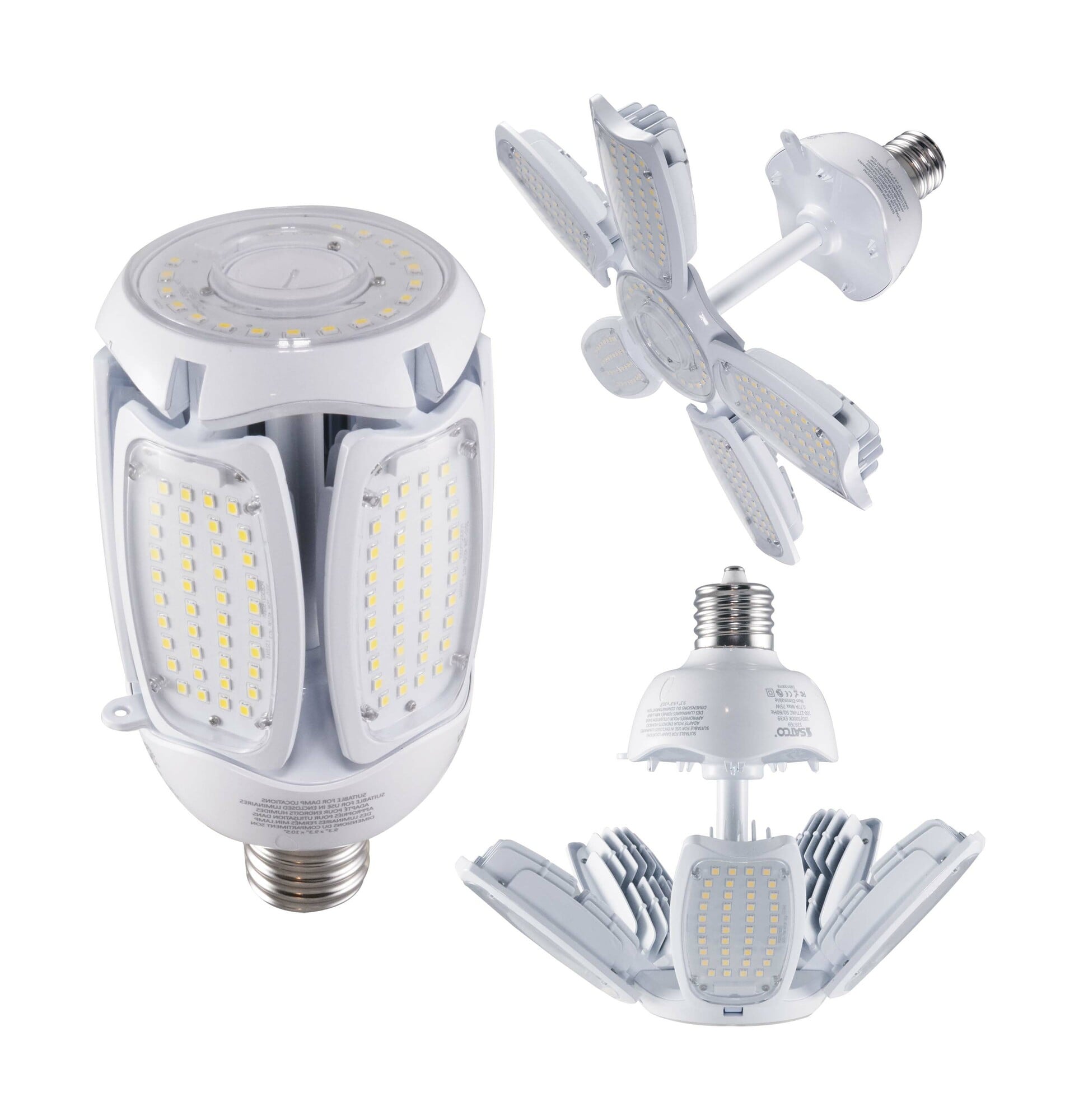 60 Watt LED HID Replacement - 2700K - Mogul Extended Base - Adjustable Beam Angle - 100-277 Volts