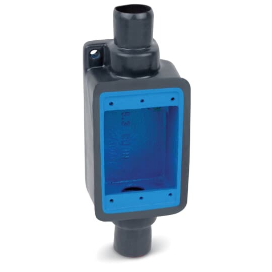 PVC Double-Coated Feed-Thru Device Box, FD Series, Single Gang, Deep Style, Pipe Size 1/2 Inch/16 Metric, Iron Alloy, Dark Gray
