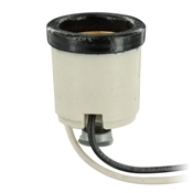 Incandescent Lampholder, Porcelain Medium Base, 660W-250V, Plastic, Free Ends Stripped 3/4-Inch