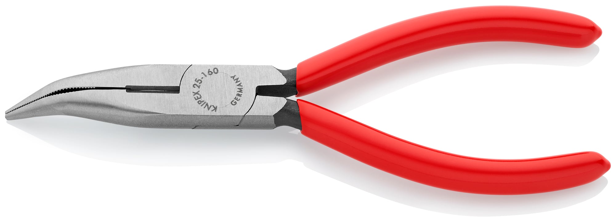 Long Nose 40° Angled Pliers with Cutter, 6 1/4 in., Plastic Coating