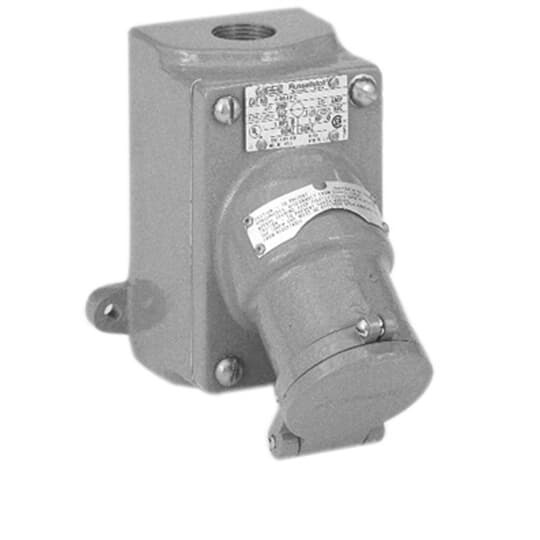Delayed Reaction Angled Surface Mount Receptacle, 20 Amp, 2 Pole 3 Wire, XP Flap Cap