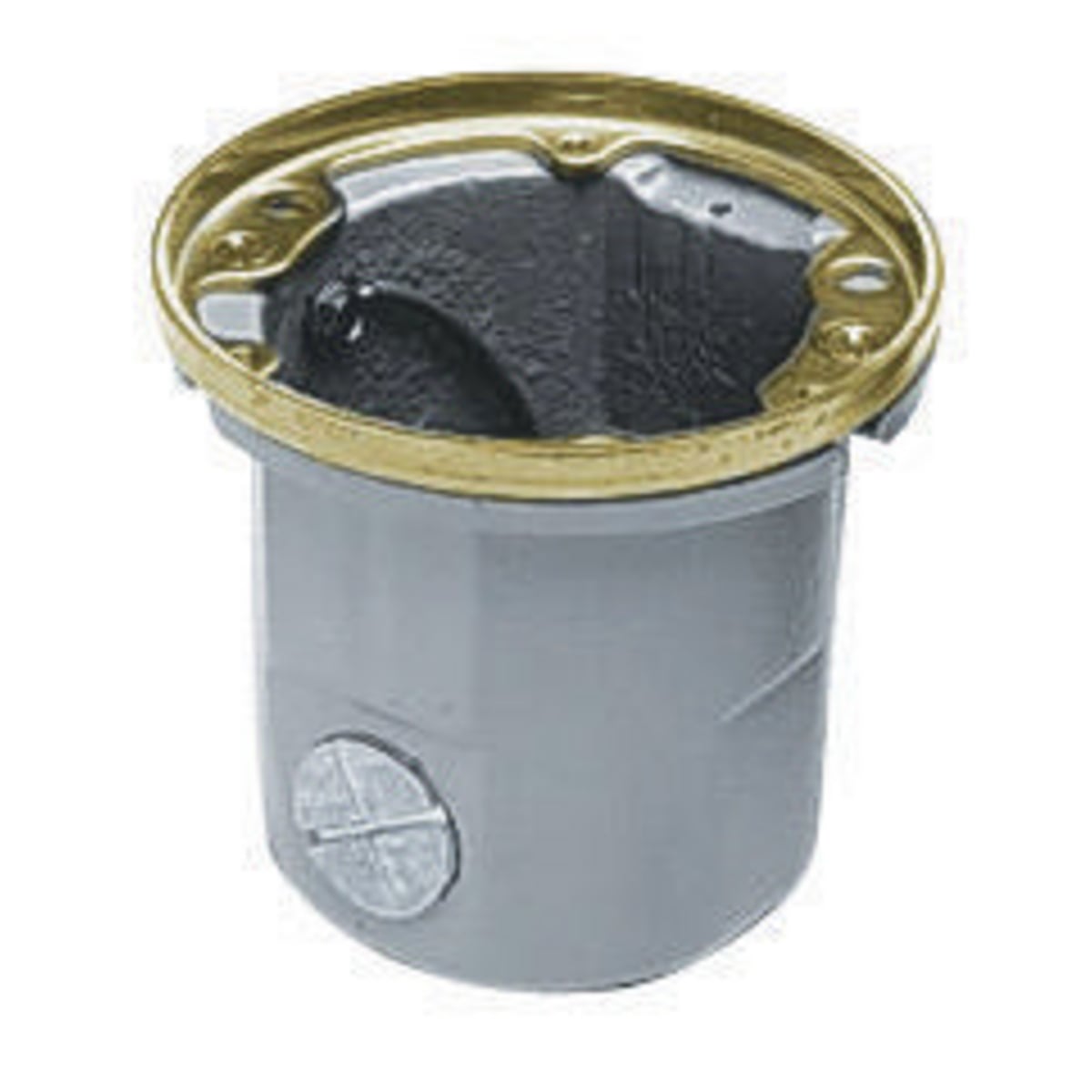 Flush Wooden Floor Box Series, 1-Gang, Round, Cast Iron Box, Non-Adjustable, Single Service, Brass Top
