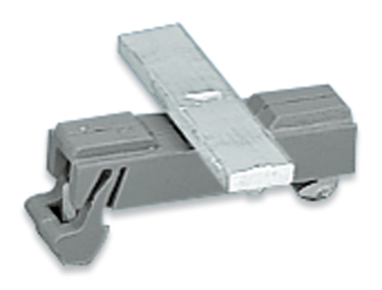 Carrier with grounding foot; parallel to carrier rail; 45 mm long; Cu 10 mm x 3 mm; suitable for 790 Series shield clamping saddles and 791 Series shield clamps; gray