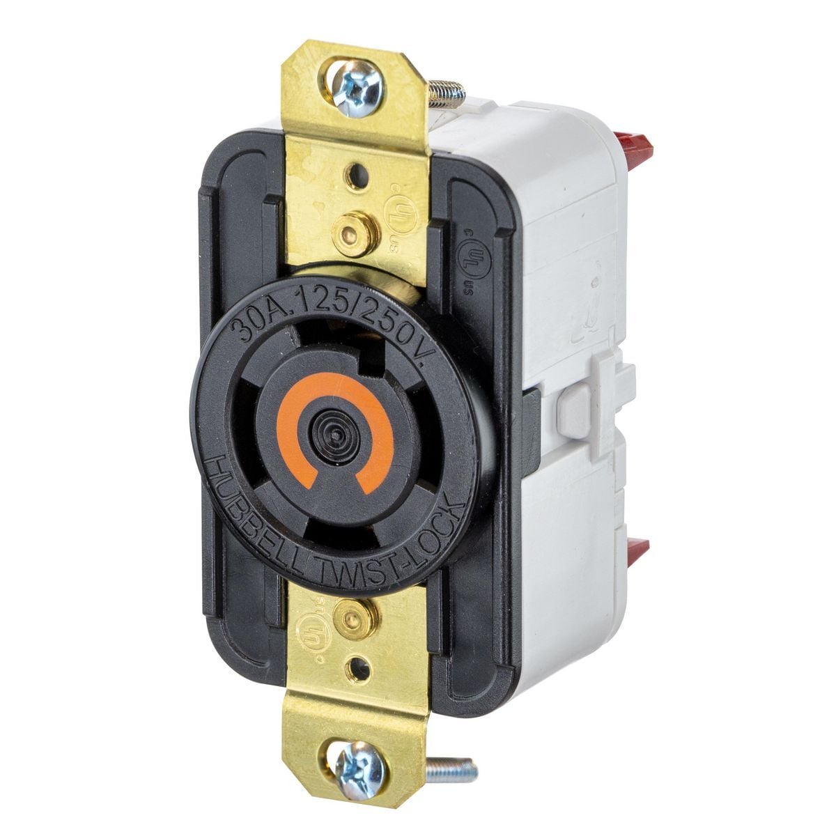 Twist-Lock Edge Receptacle with Spring Termination, 30A, 125/250V, L14-30R, Black
